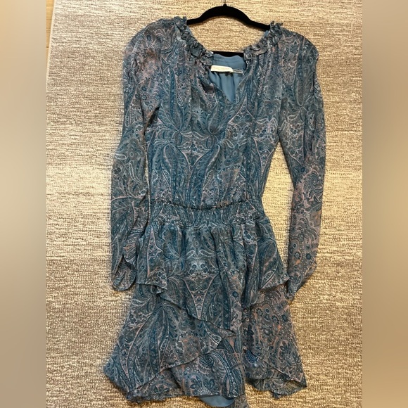 NWOT Ramy Brook Woman’s Silk Blue Printed Dress Size XS - Picture 2 of 7